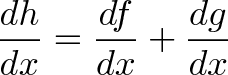 Правило сложения, описанное «по dx» dh/dx = df/dx + dg/dx