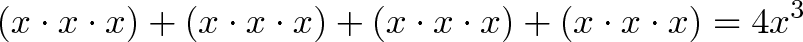 Взятие производной от x^4 (x * x * x) + (x * x * x) + (x * x * x) + (x * x * x) = 4x^3